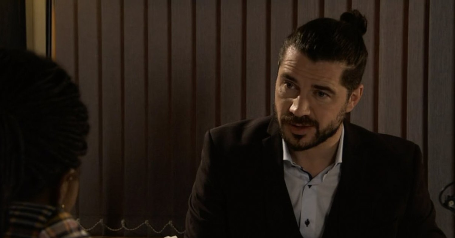Adam Barlow wearing a man bun in Corrie
