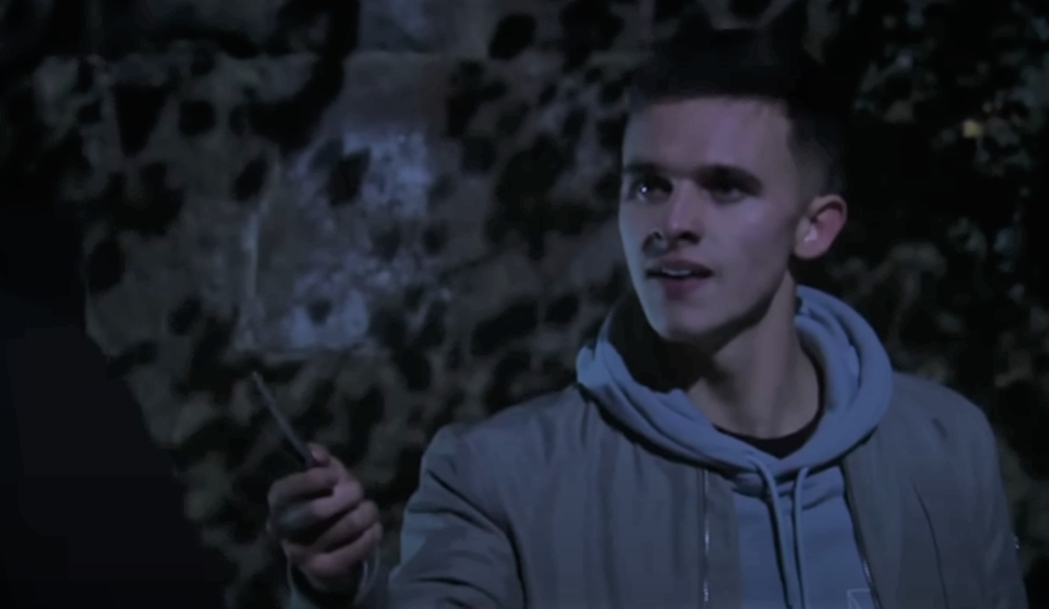 Emmerdale's Jacob is holding a knife with anger