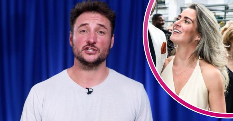 EastEnders star James Bye speaks to the camera, his wife looks at him