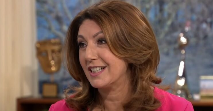 Jane McDonald smiling in pink top on This Morning