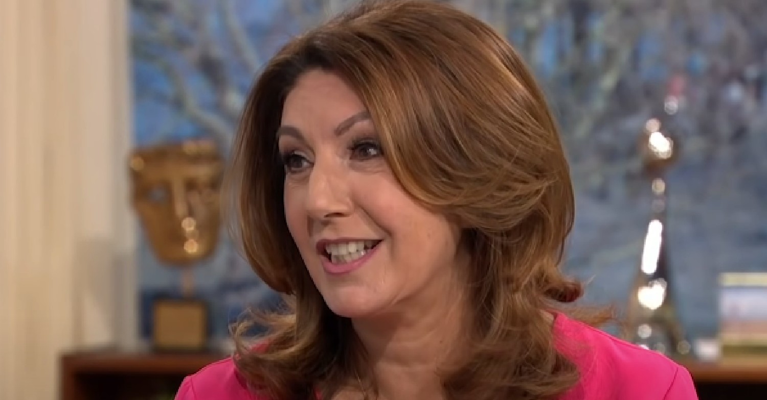 Jane McDonald smiling in pink top on This Morning