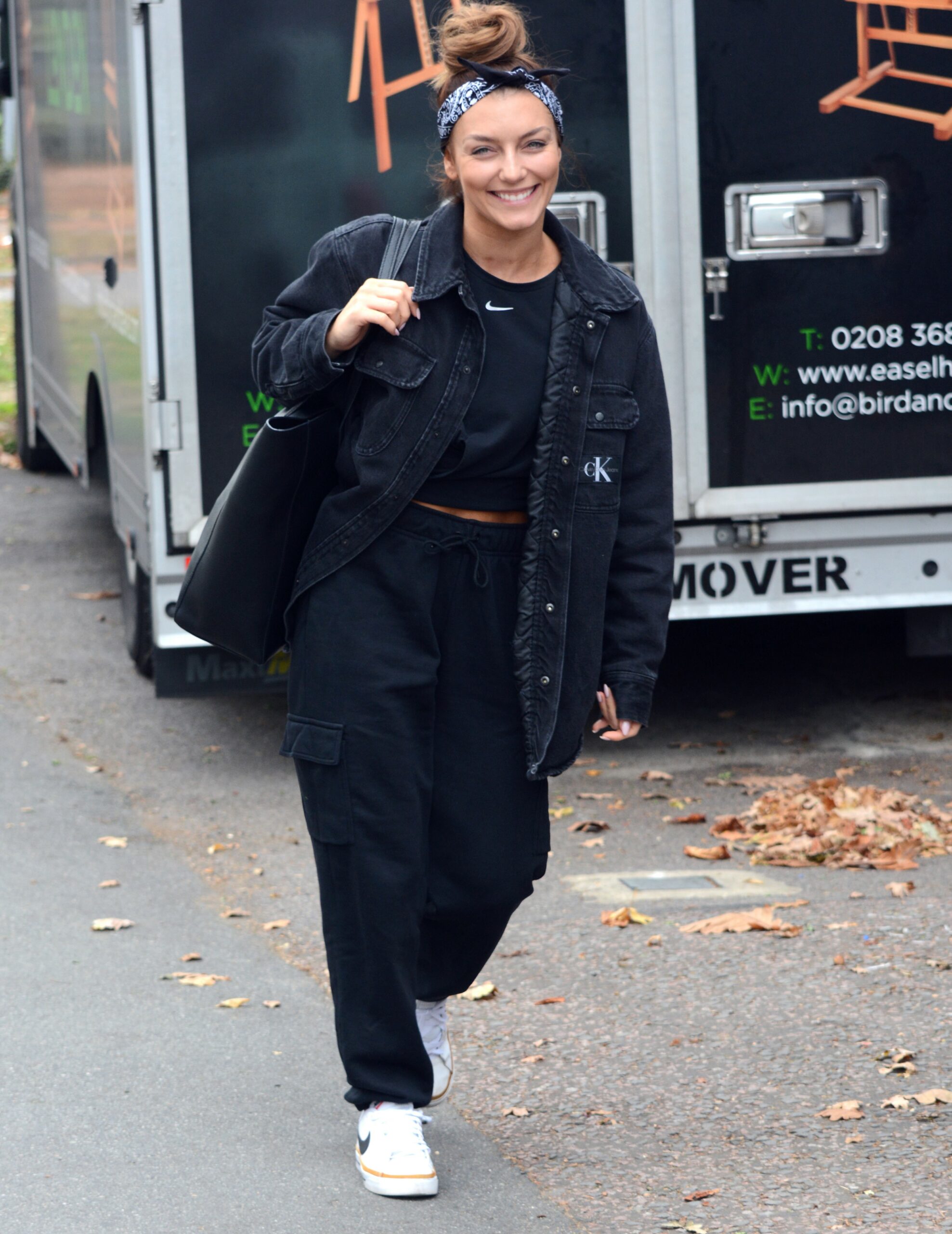 Jowita Przystał smiling outside Strictly rehearsals