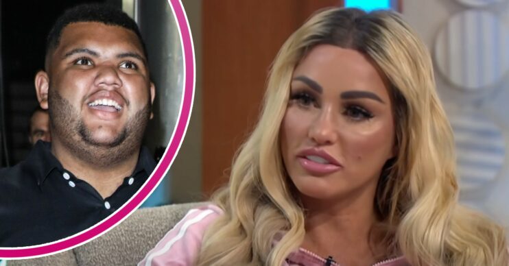 Harvey Price smiling and Katie Price talking on Lorraine