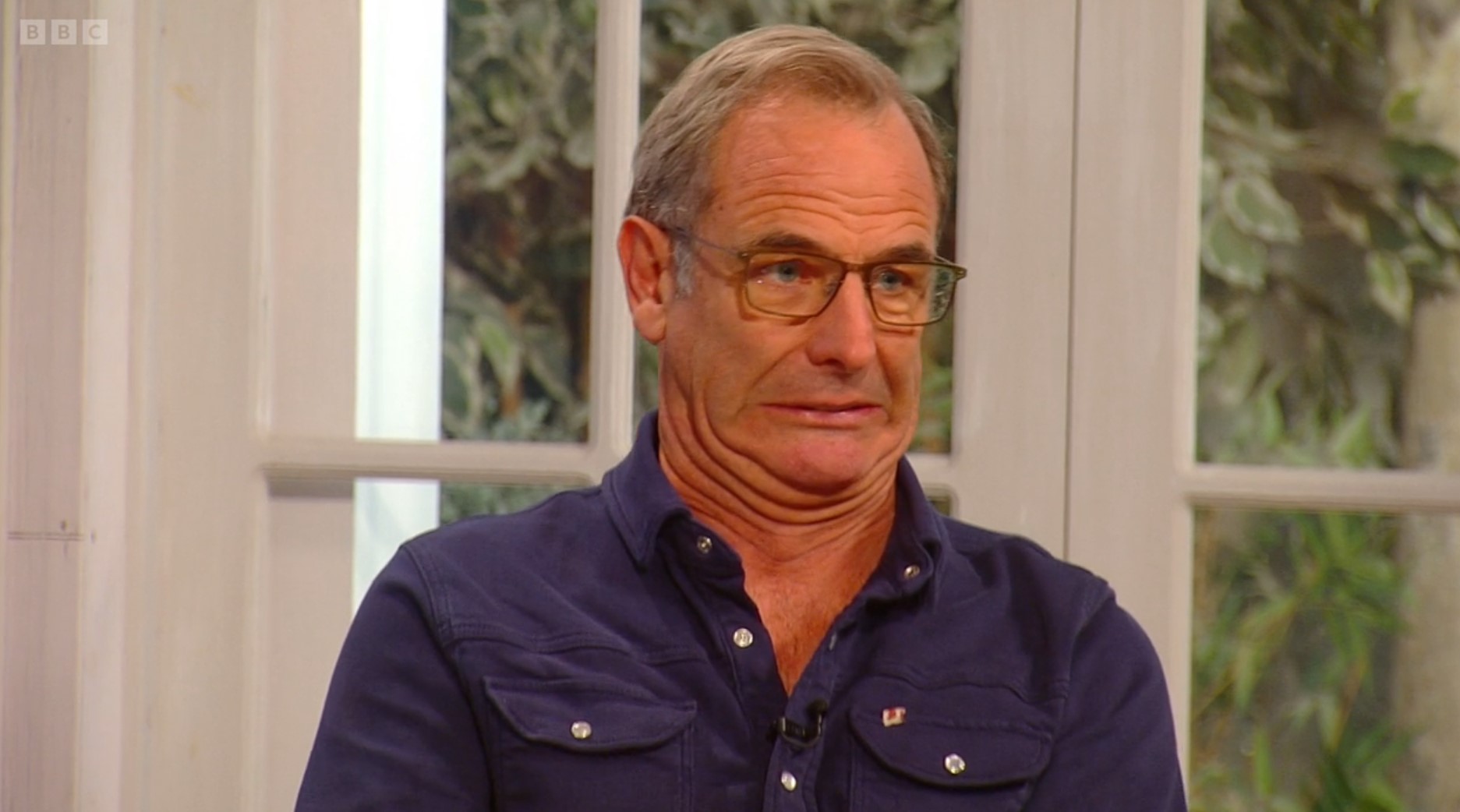 Robson Green grimaces as he appears on Saturday kitchen