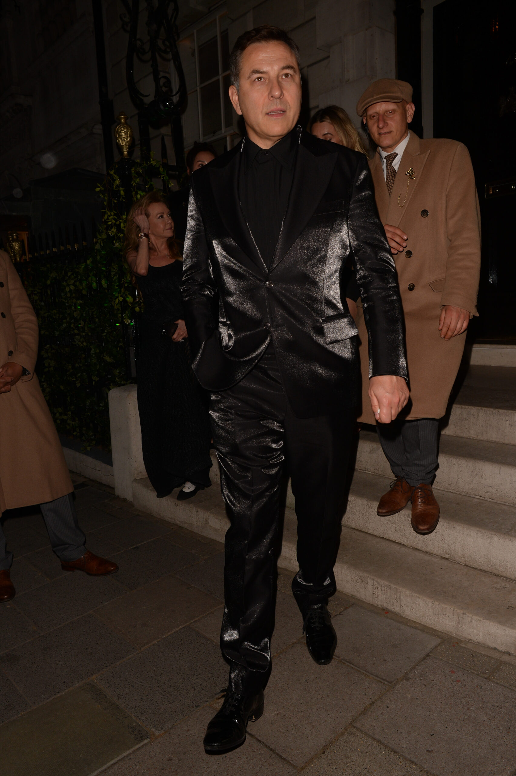 David Walliams wearing a black velvet suit