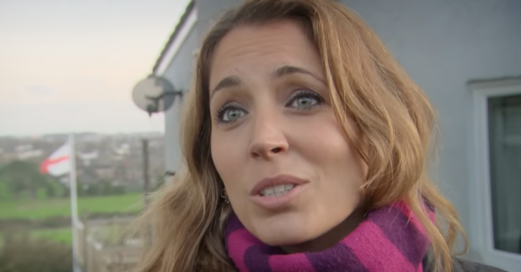 Jasmine Harman wearing a scarf presenting