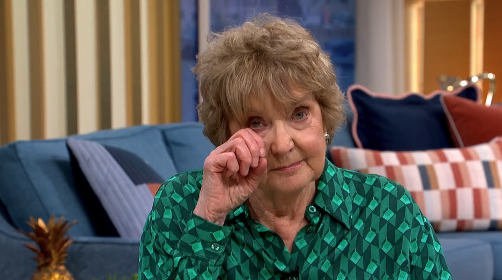 Diedre Sanders on This Morning wiping away tears