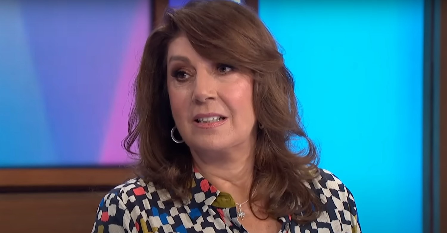 Jane McDonald wearing a patterned blouse on Loose Women