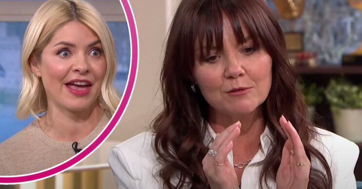 Charlie Brooks speaking on This Morning today as Holly Willoughby looks shocked