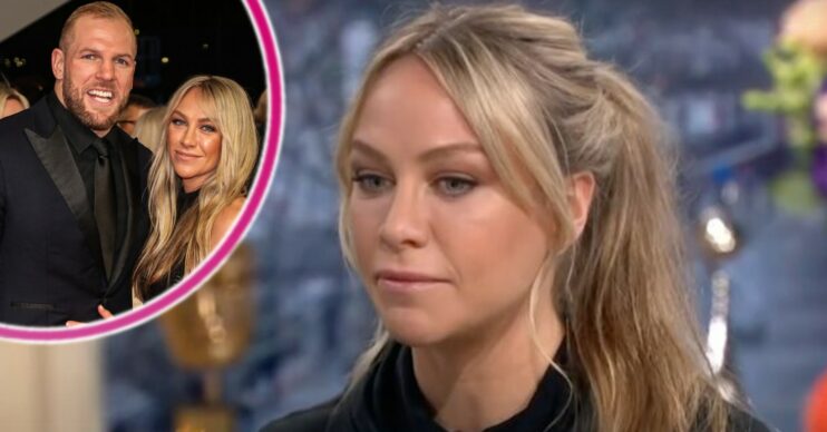 Chloe Madeley and James Haskell smiling, Chloe on This Morning