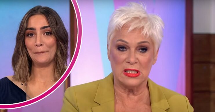 Frankie Bridge looking shocked, Denise Welch looking cross on Loose Women today