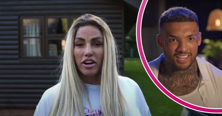 Katie Price speaking on YouTube, Callum Izzard smiling