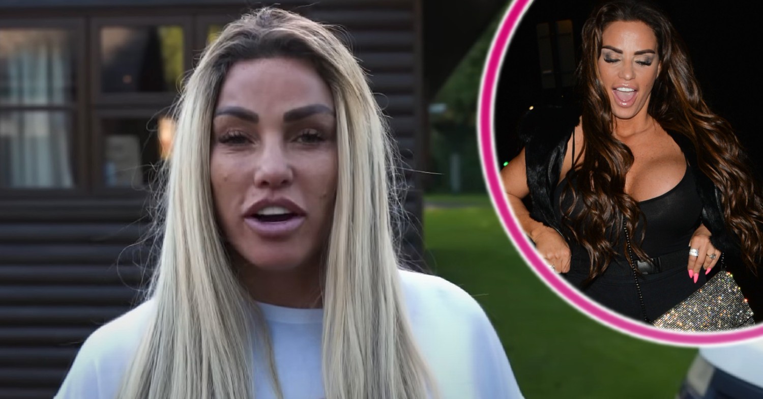 Katie Price looking shocked and walking outside