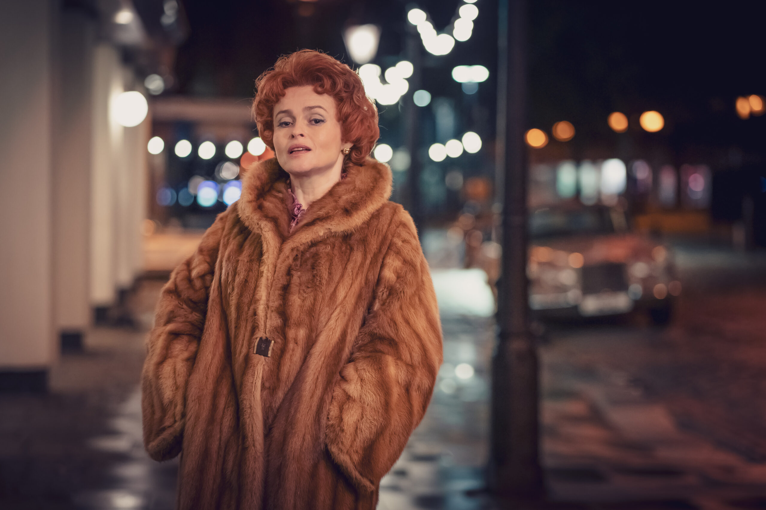 Noelle Gordon frowns in the street in Nolly on ITVX