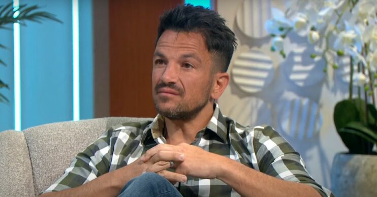 Peter Andre with his hands crossed on Lorraine