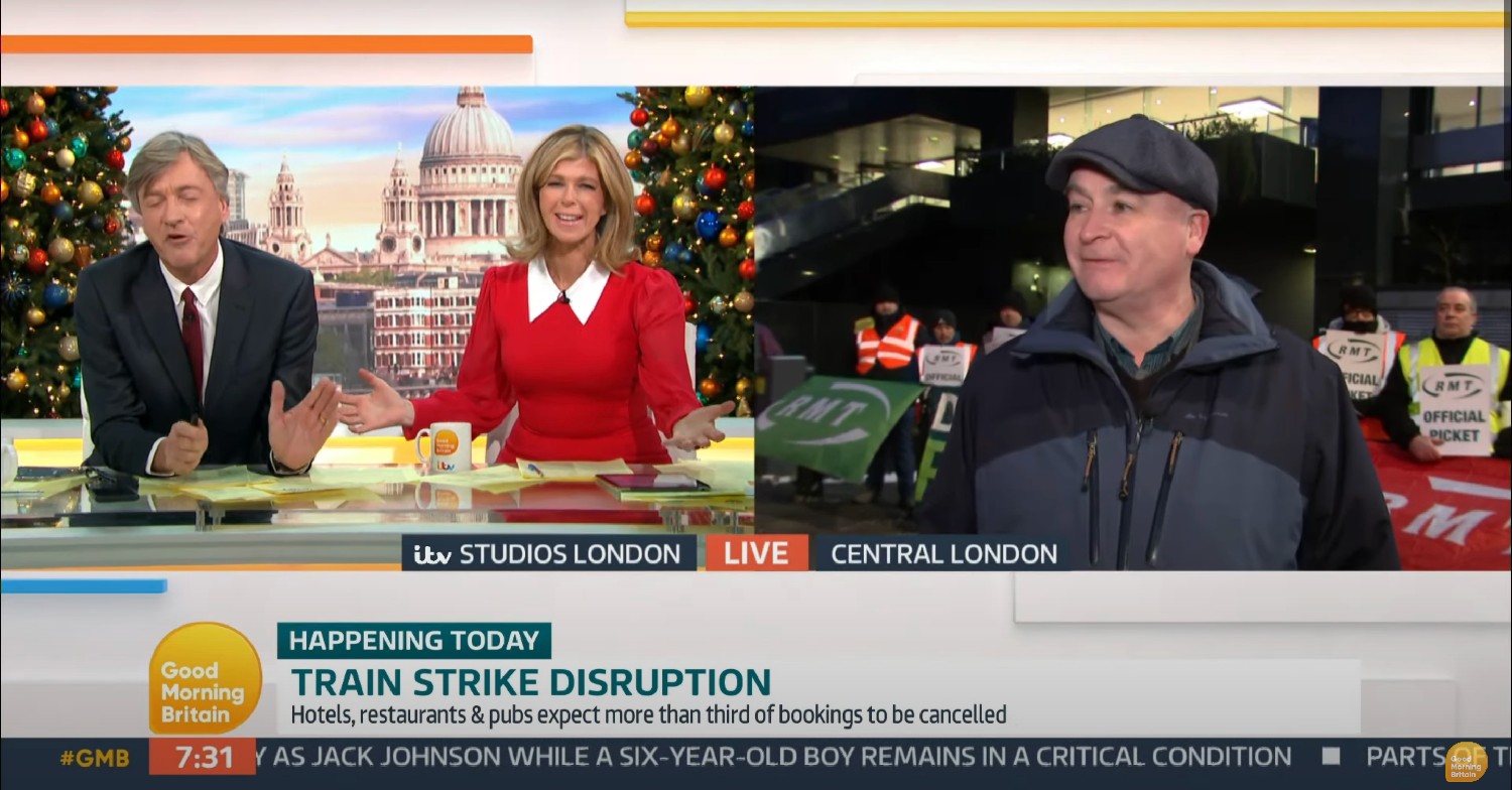 Richard Madeley and Kate Garraway speaking to Mick Lynch on GMB today 