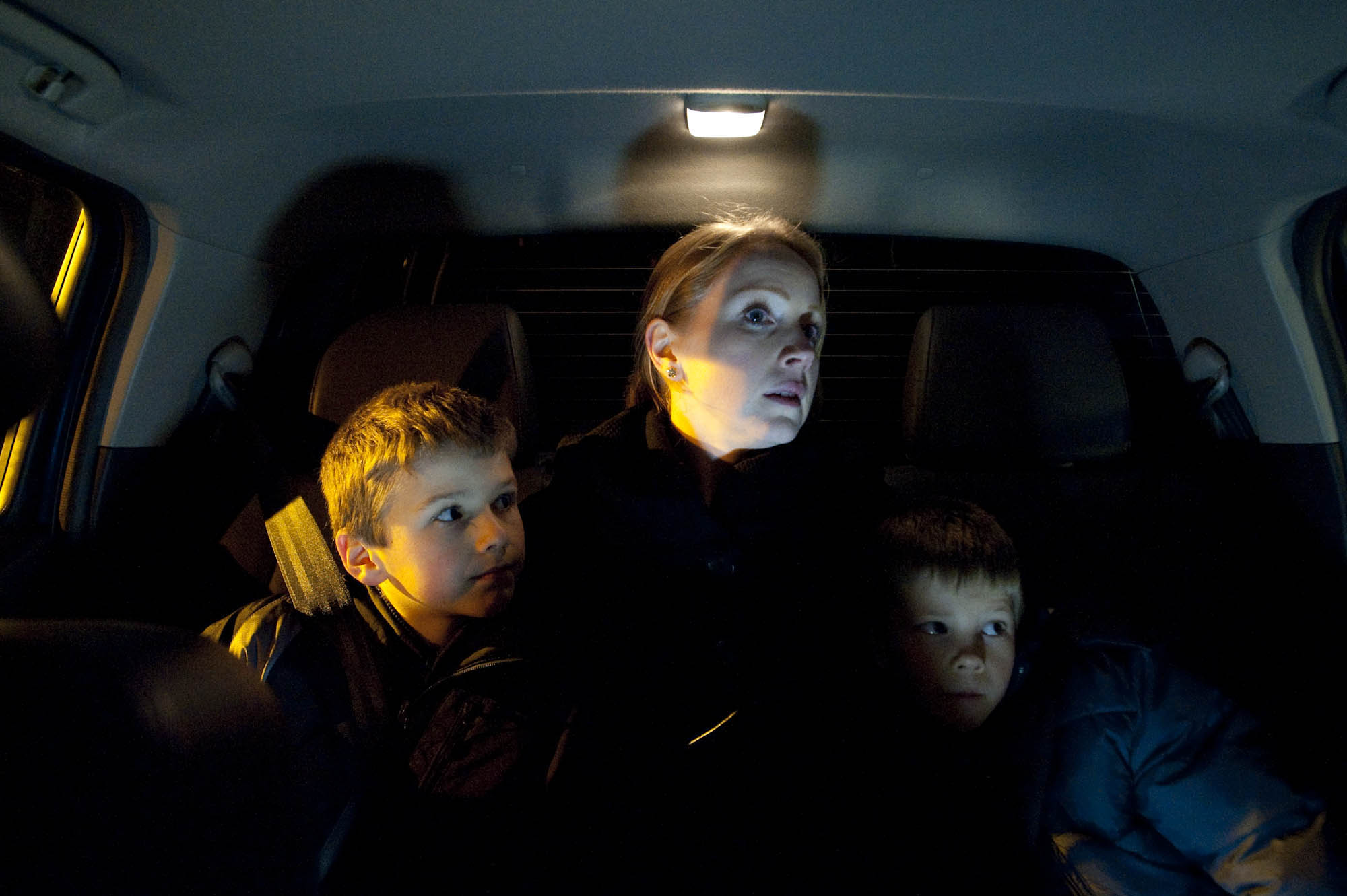 Claire Peacock leaves with her sons