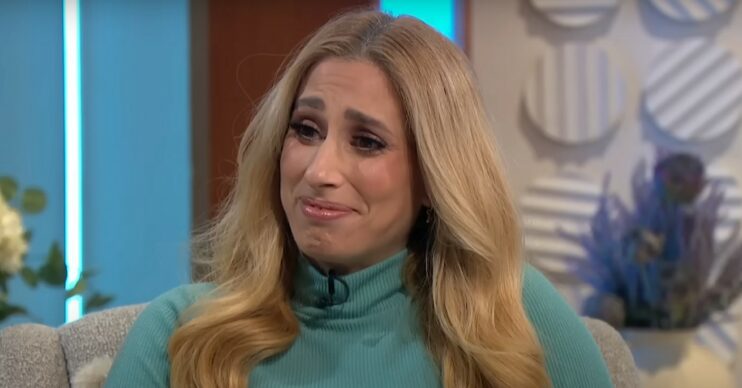 Stacey Solomon smiling sadly on Lorraine