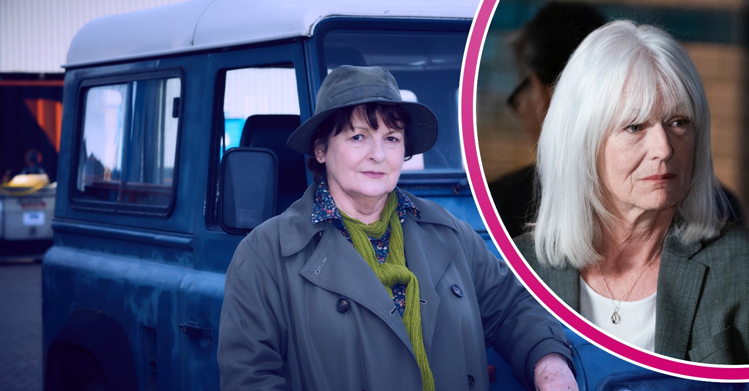 Vera's Brenda Blethyn posing next to a car and Sian Webber smiling