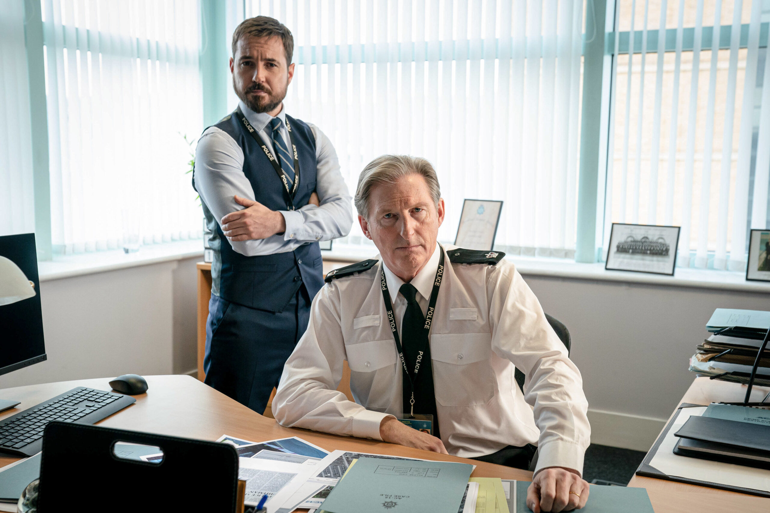 Steve Arnott and Ted Hastings frown in Line of Duty series 6