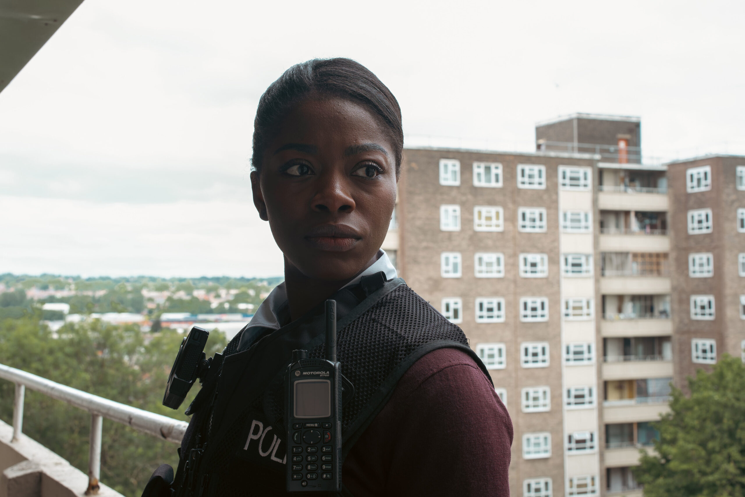 Lou frowns at Lou in Better on BBC One