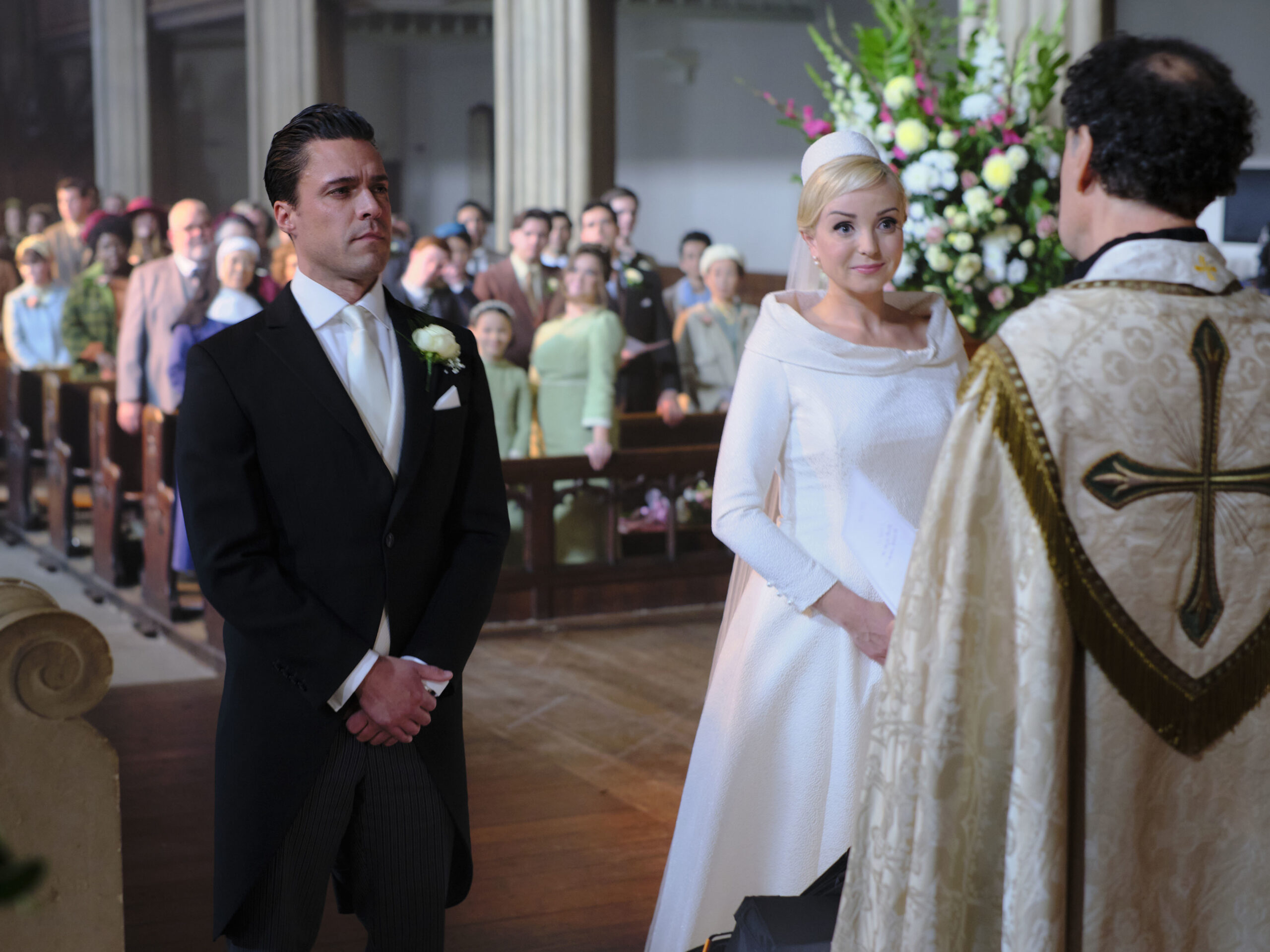 Trixie and Matthew frown during their wedding