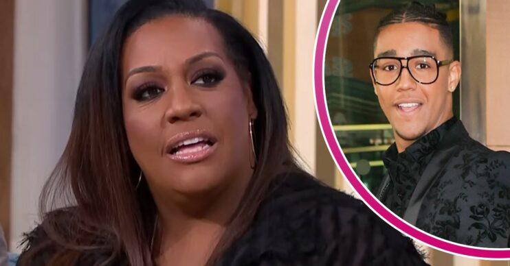 Alison Hammond looks bemused, her son Aidan Hammond looks happy