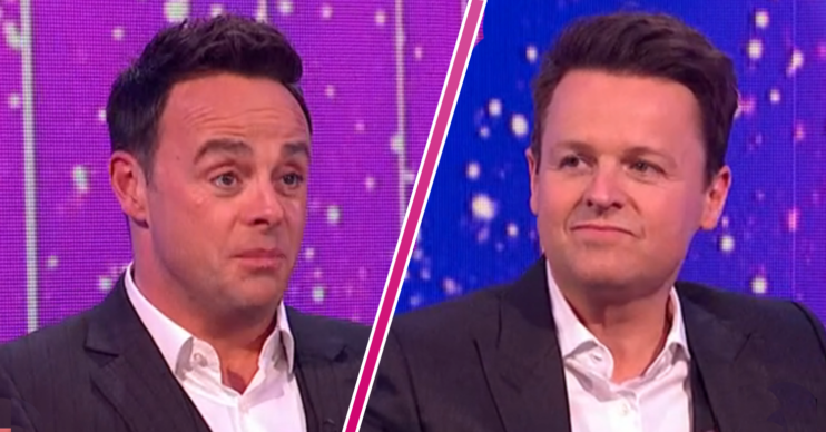 Ant and Dec looking worried on Saturday Night Takeaway