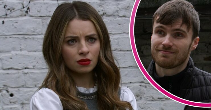 Daisy looks concerned as Justin smiles in Coronation Street