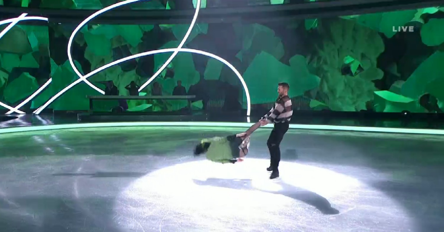 Mollie Gallagher performing a headbanger on Dancing On Ice
