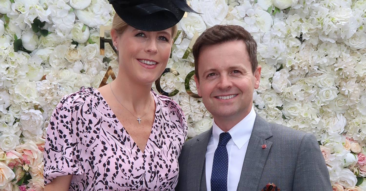 Declan Donnelly and his wife Ali Astall smile at Ascot