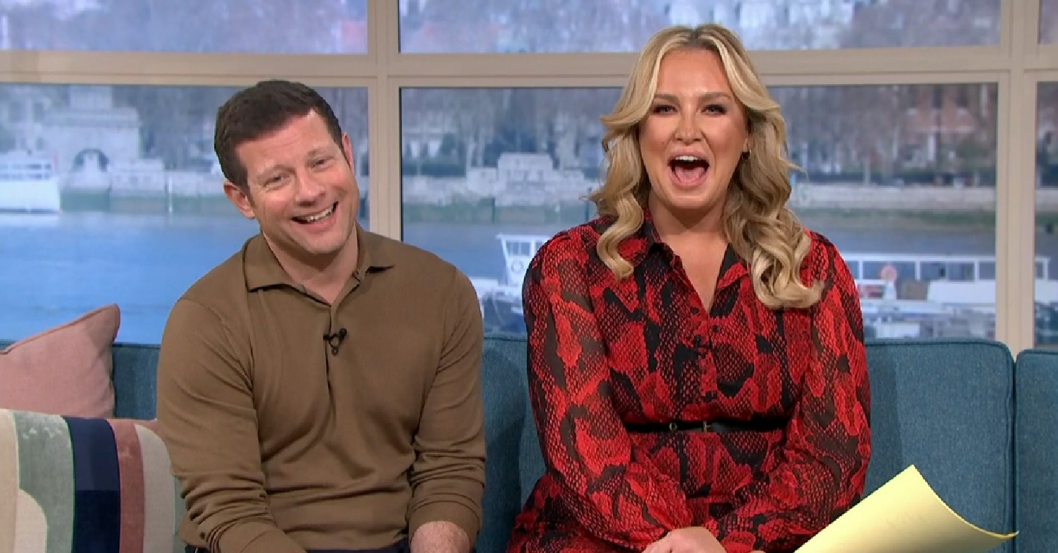 Dermot O'Leary smiling alongside Josie Gibson on This Morning today