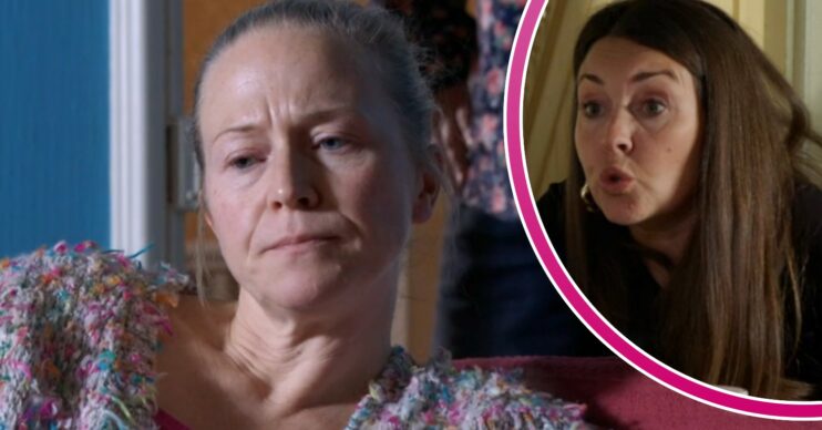 Linda looking sad and Stacey looking mad in EastEnders