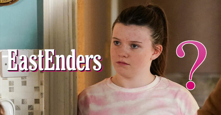 EastEnders' Lily is with the EastEnders logo and a question mark