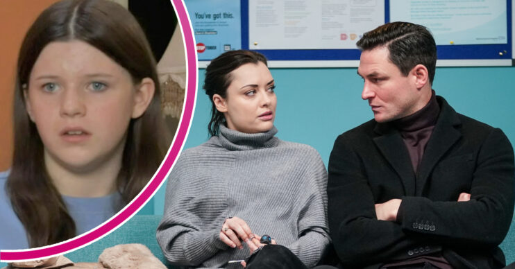EastEnders' Whitney and Zack are looking at each other in the hospital and, in a bubble, is Lily