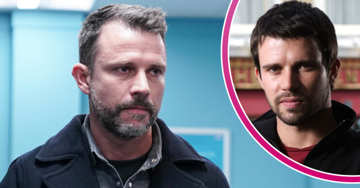 EastEnders' Ryan Malloy and, in a bubble, a younger version of Ryan