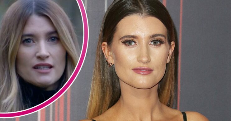 Emmerdale's Charley Webb is on the red carpet and, in a bubble, is Debbie Dingle