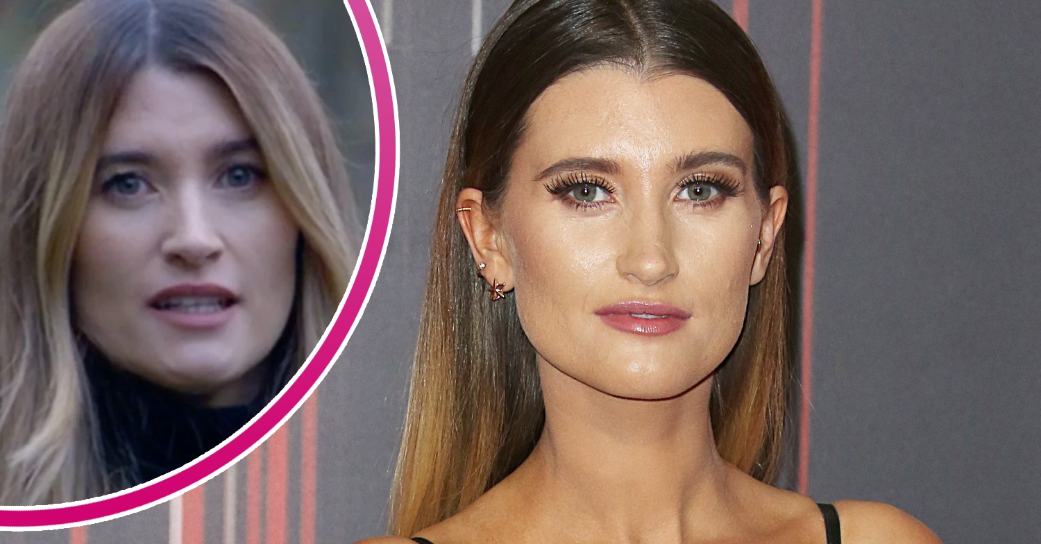 Emmerdale's Charley Webb is on the red carpet and, in a bubble, is Debbie Dingle