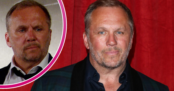 Emmerdale's Dean Andrews is on the red carpet and, in a bubble, Will is looking angry