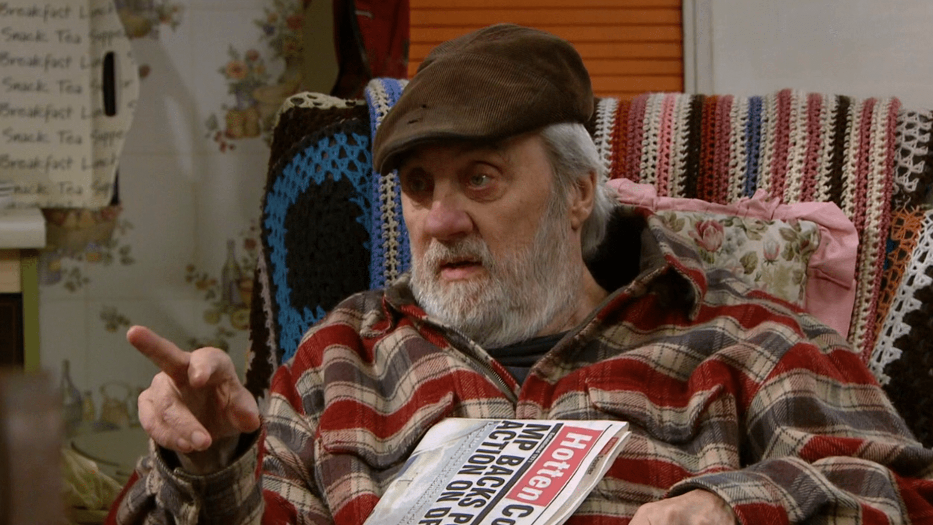 Zak Dingle points his finger as he talks seriously