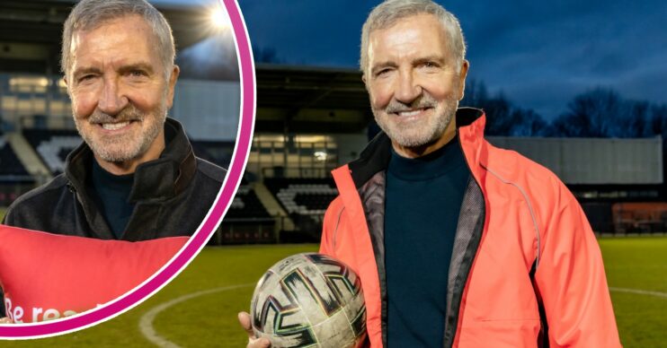 Graeme Souness holding a football smiling