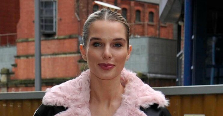 Helen Flanagan smiling at baby shower
