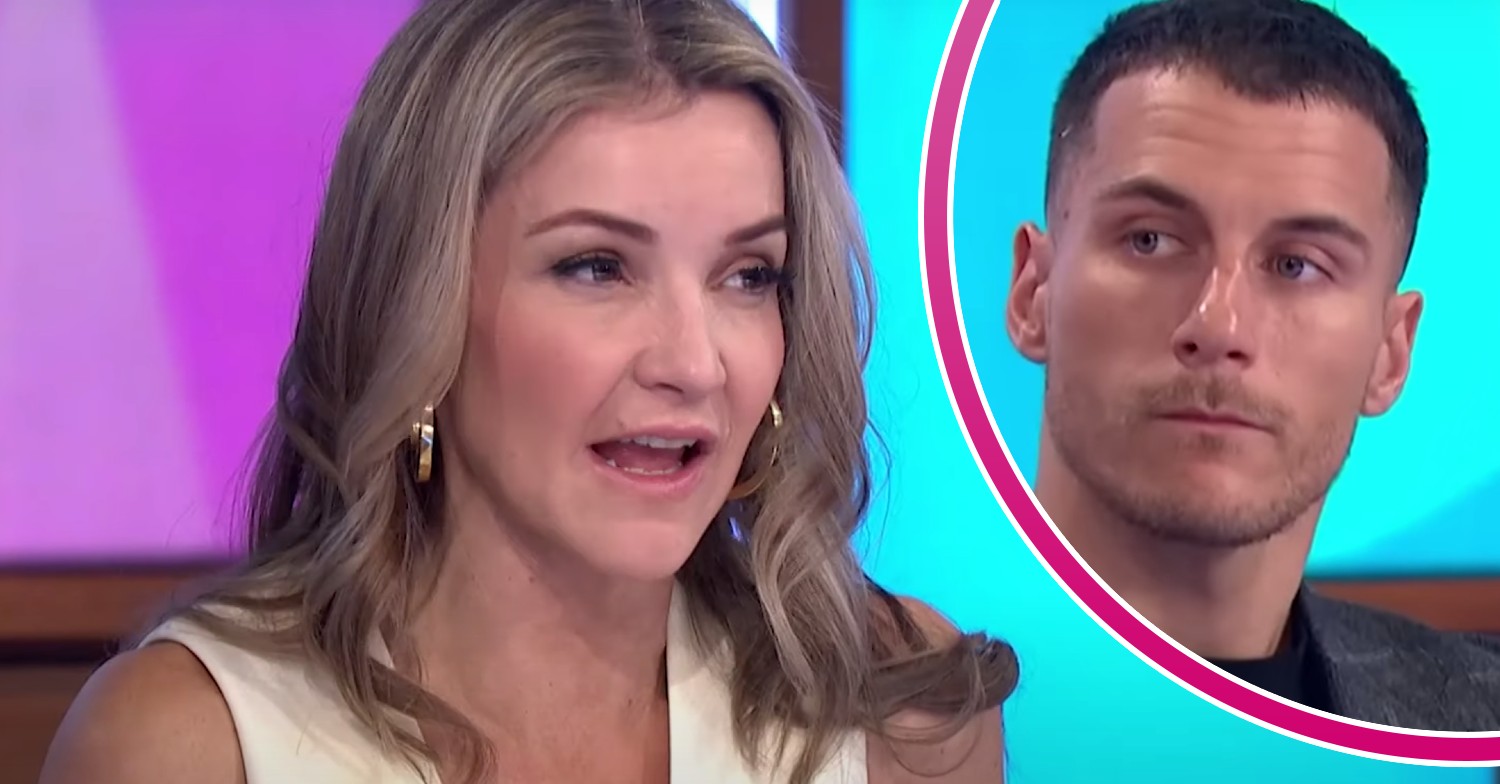 Helen Skelton speaks on Loose Women today, Gorka Marquez listens during a previous show