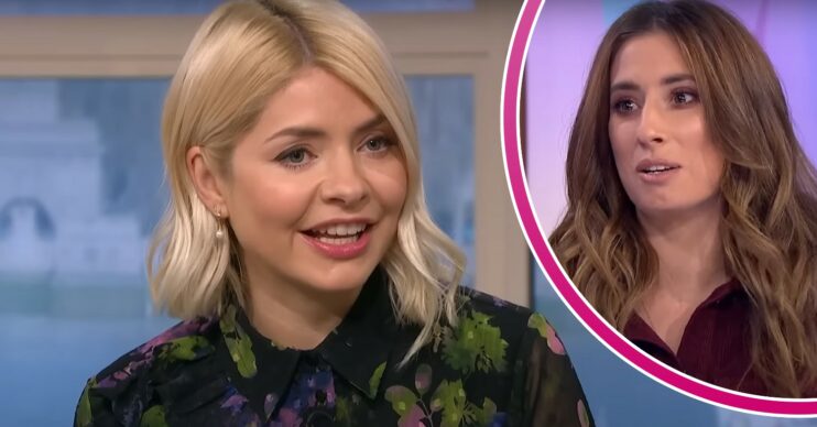 Holly Willoughby smiling on This Morning and Stacey Solomon talking on Loose Women