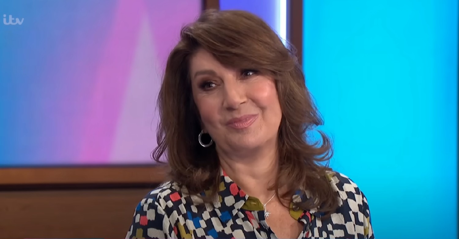 Jane McDonald tilting her head and smiling on Loose Women
