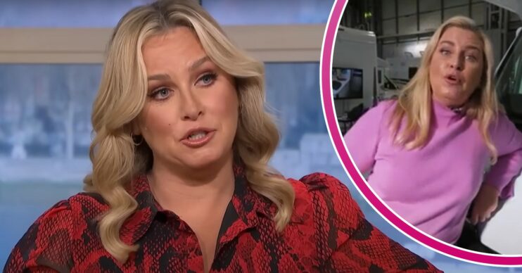 Josie Gibson talking on This Morning and standing in front of a campervan