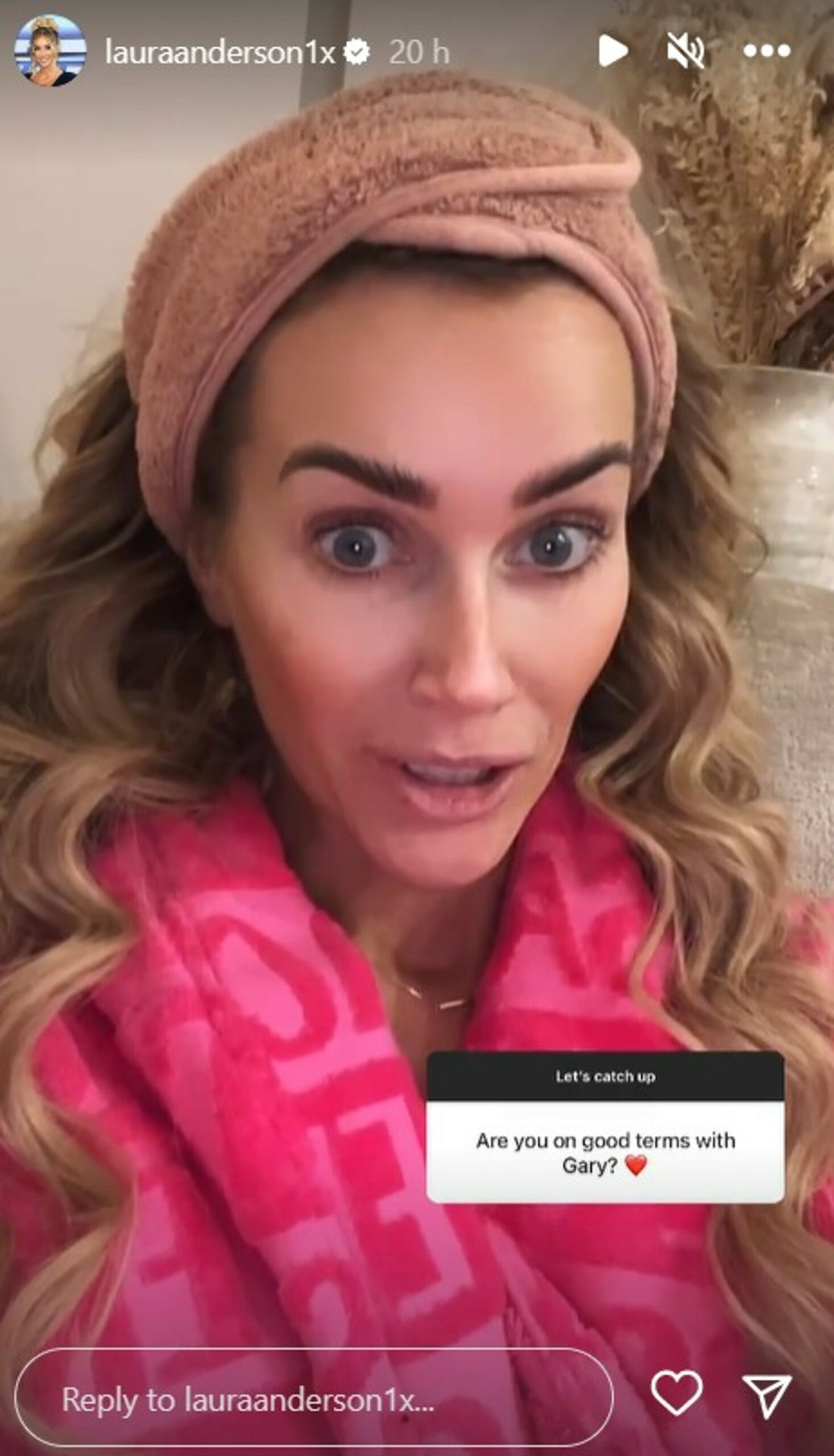 Laura Anderson talking in a video on her Instagram story