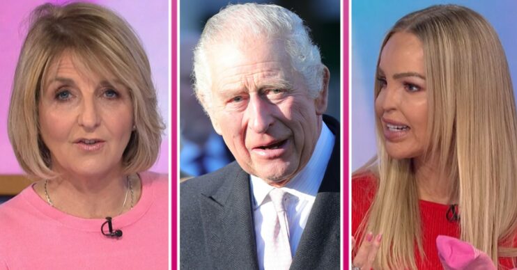 Kaye Adams and Katie Piper on Loose Women today, King Charles smiling during engagement
