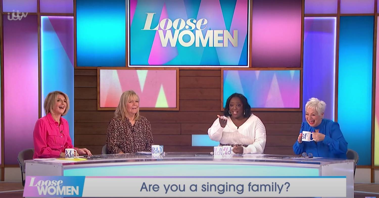 Denise Welch laughs as the Loose Women panel chatter away