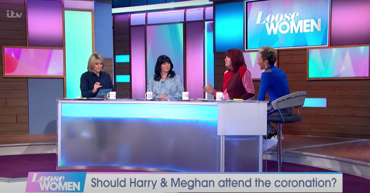 Janet Street Porter makes her point as Denise Welch laughs as the Loose Women panel listen
